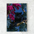 Black Panther Orchids Monstera Poster, Tropical Jungle Wall Art Print