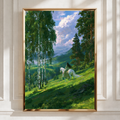 Pre-Raphaelite Woman Horse Riding, Forest Valley Poster, Romantic Art Print