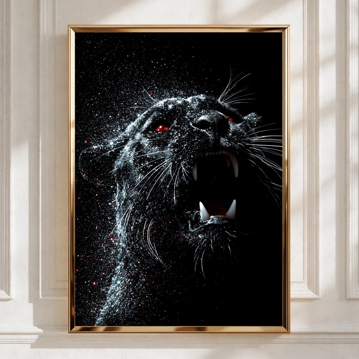 Black Panther Red Eyes Poster, Roaring Big Cat, Dark Dramatic Wall Art
