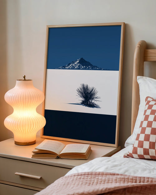 Desert Mountain Blue Poster, Minimalist Yucca Wall Art, Modern Nature Print