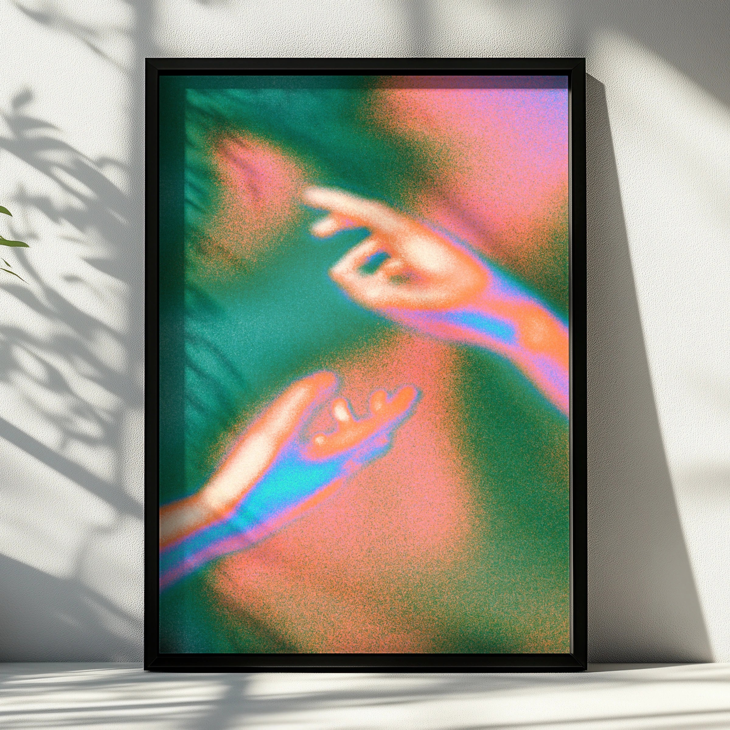 Psychedelic Hands Reaching Poster, Retro Love Art Print, Groovy Neon Wall Art