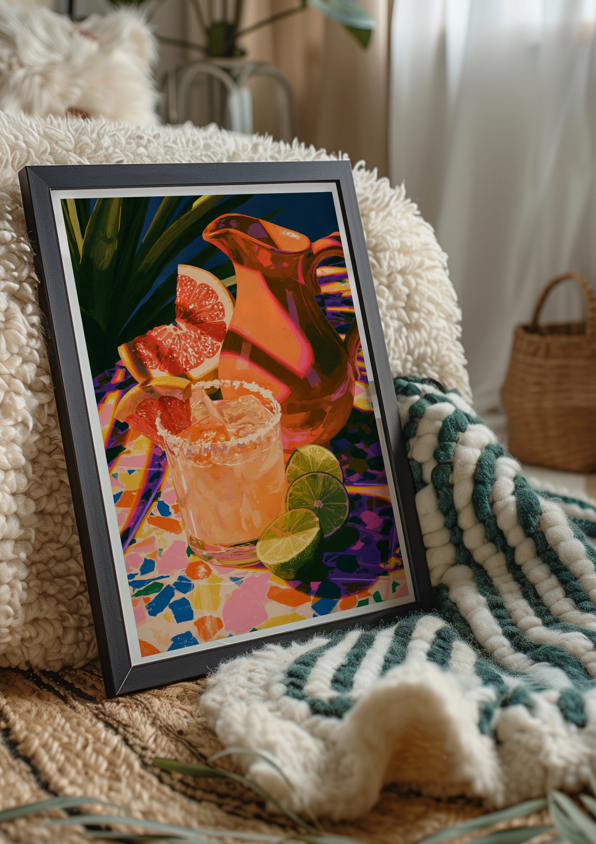 Margarita Cocktail Wall Art Poster, Colourful Kitchen Print, Bold Maximalist Style