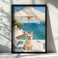 French Bulldog by the Sea, Wall Art Poster, Coastal Summer Print