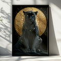 Black Panther Gold Halo Wall Art Poster, Mystical Big Cat Print