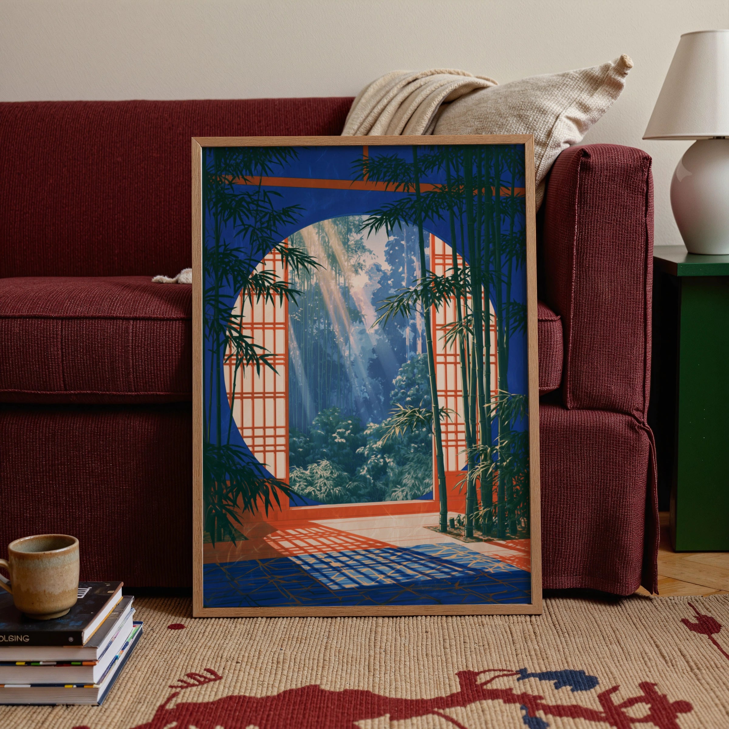 Japanese Bamboo Garden Arch Poster, Shoji Screen Wall Art, Zen Print
