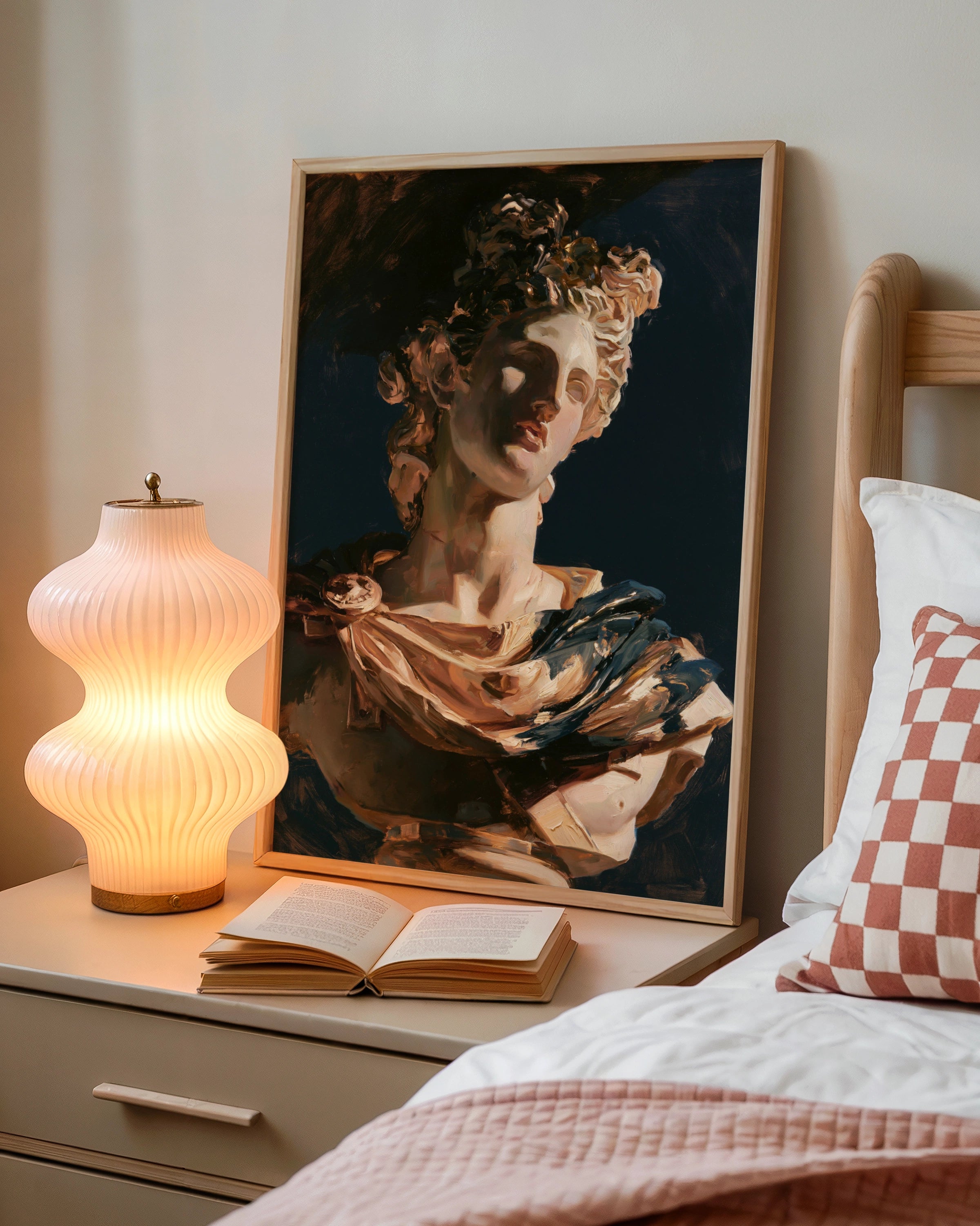 Classical Bust Statue Painting Poster, Dark Academia Wall Art, Baroque Style