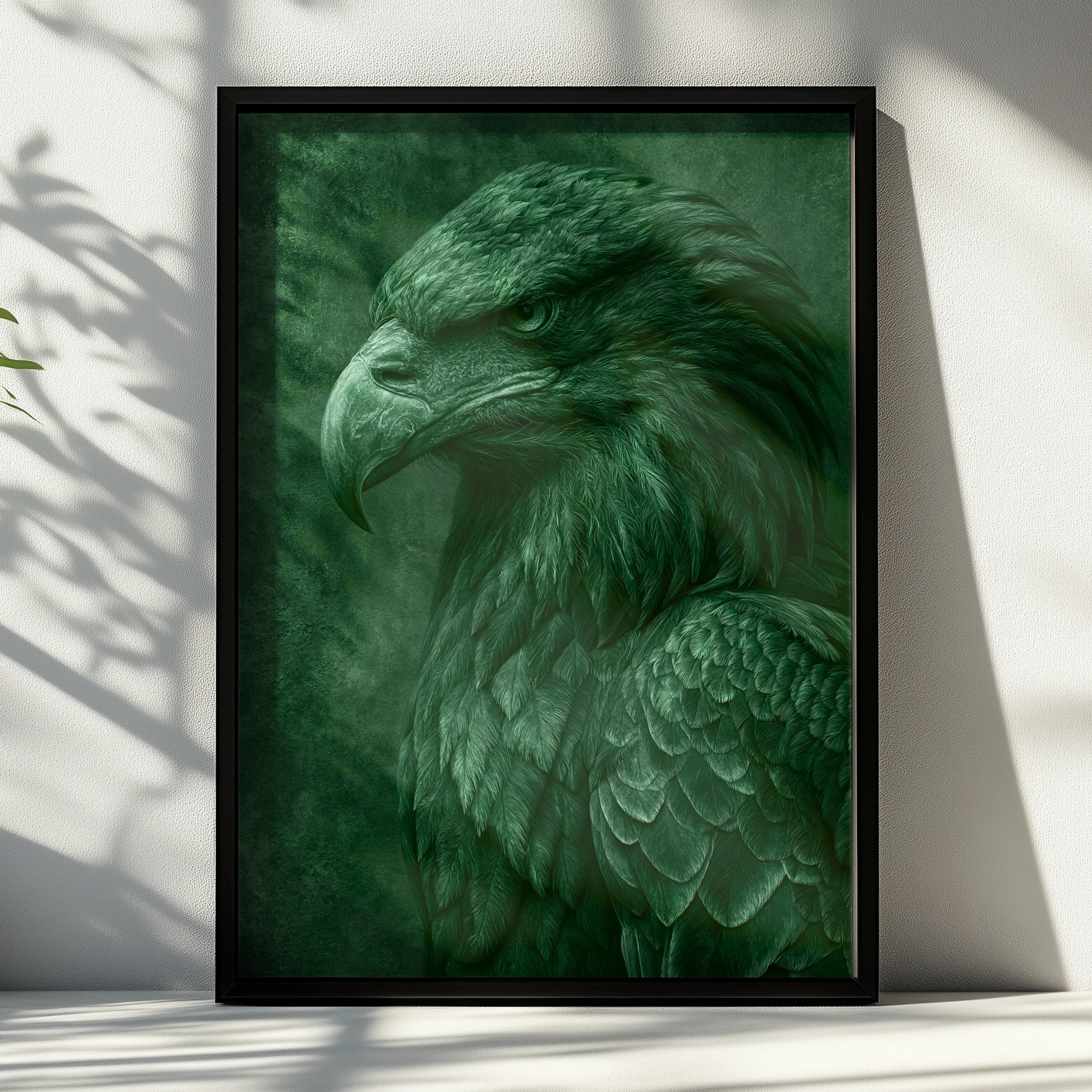Eagle Portrait Poster, Green Emerald Bird of Prey, Bold Animal Wall Art