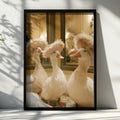 Ducks in Hats Wall Art Poster, Whimsical White Ducks, Funny Animal Print