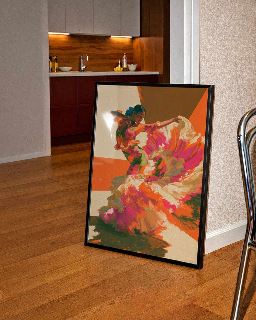 Flamenco Dancer Wall Art Poster, Spanish Dance Print, Bold Brushstroke Style