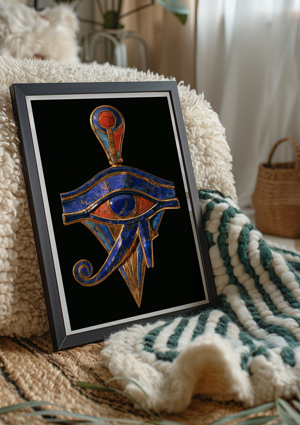 Eye of Horus Poster, Ancient Egyptian Symbol, Gold Lapis Art Print
