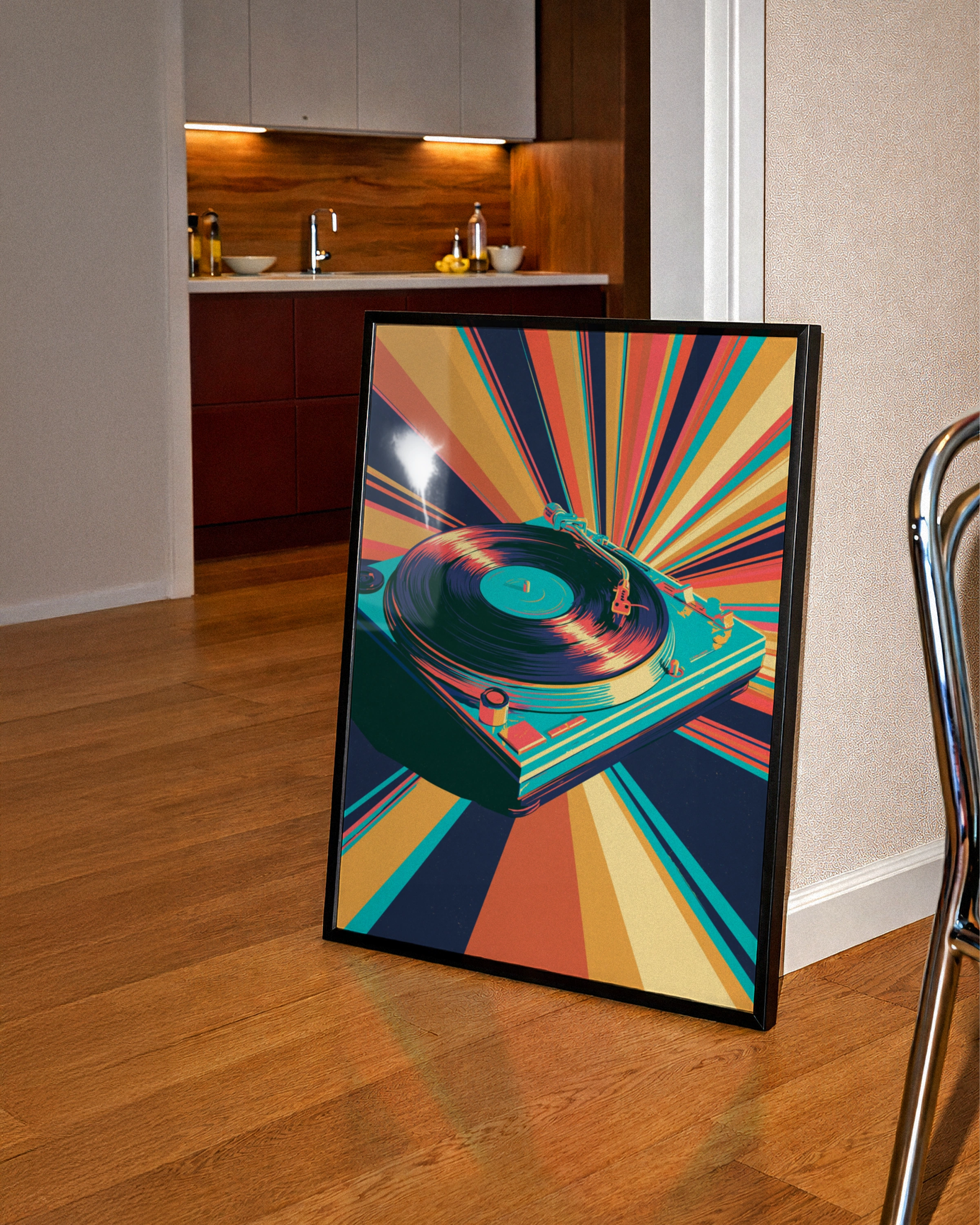 Record Player Poster, Vinyl Turntable Wall Art, Retro Pop Art Print