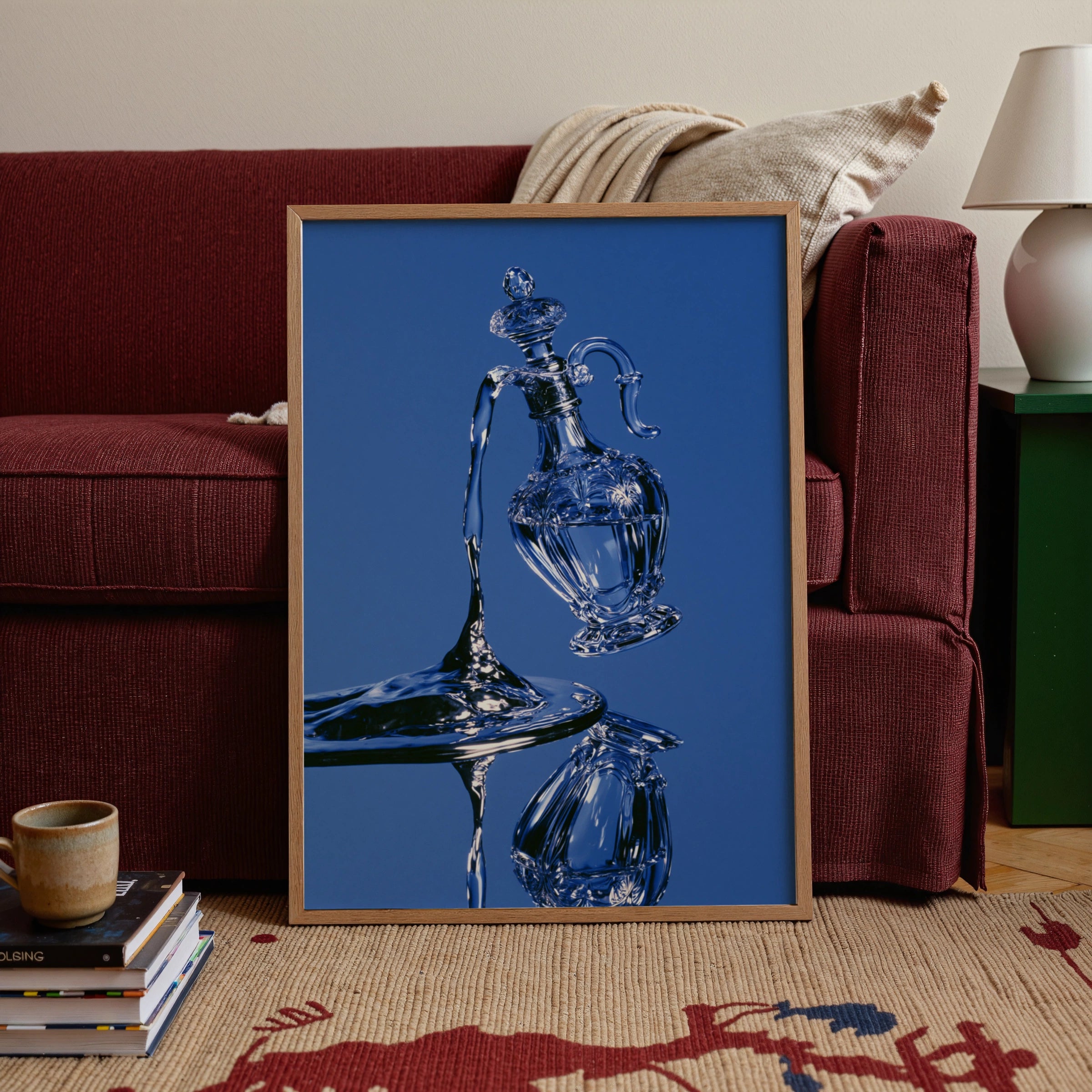 Crystal Perfume Bottle Mercury Abstract Poster, Blue Glass Art Print