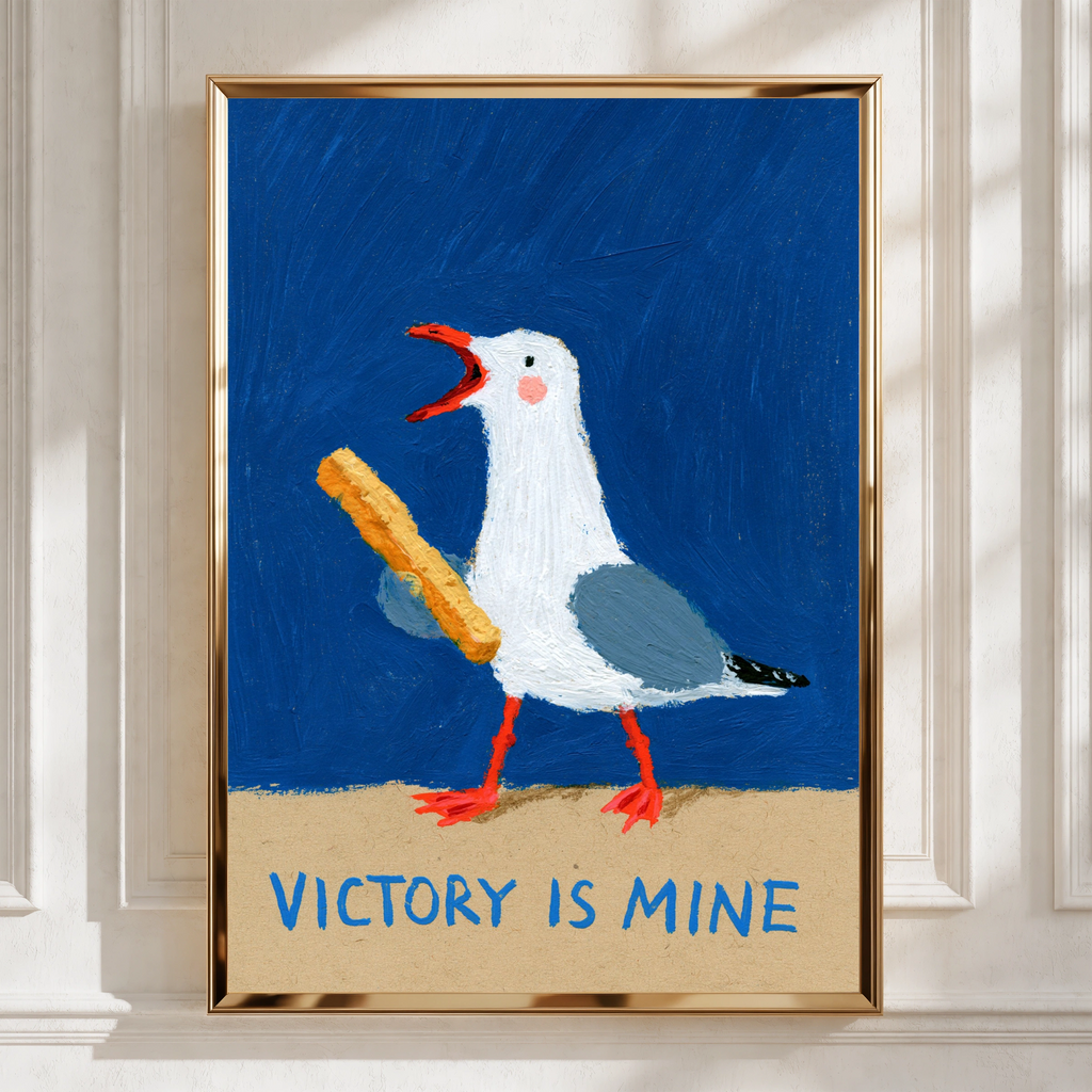 Seagull Victory Is Mine Poster, Funny Chip Thief Wall Art, Coastal Print