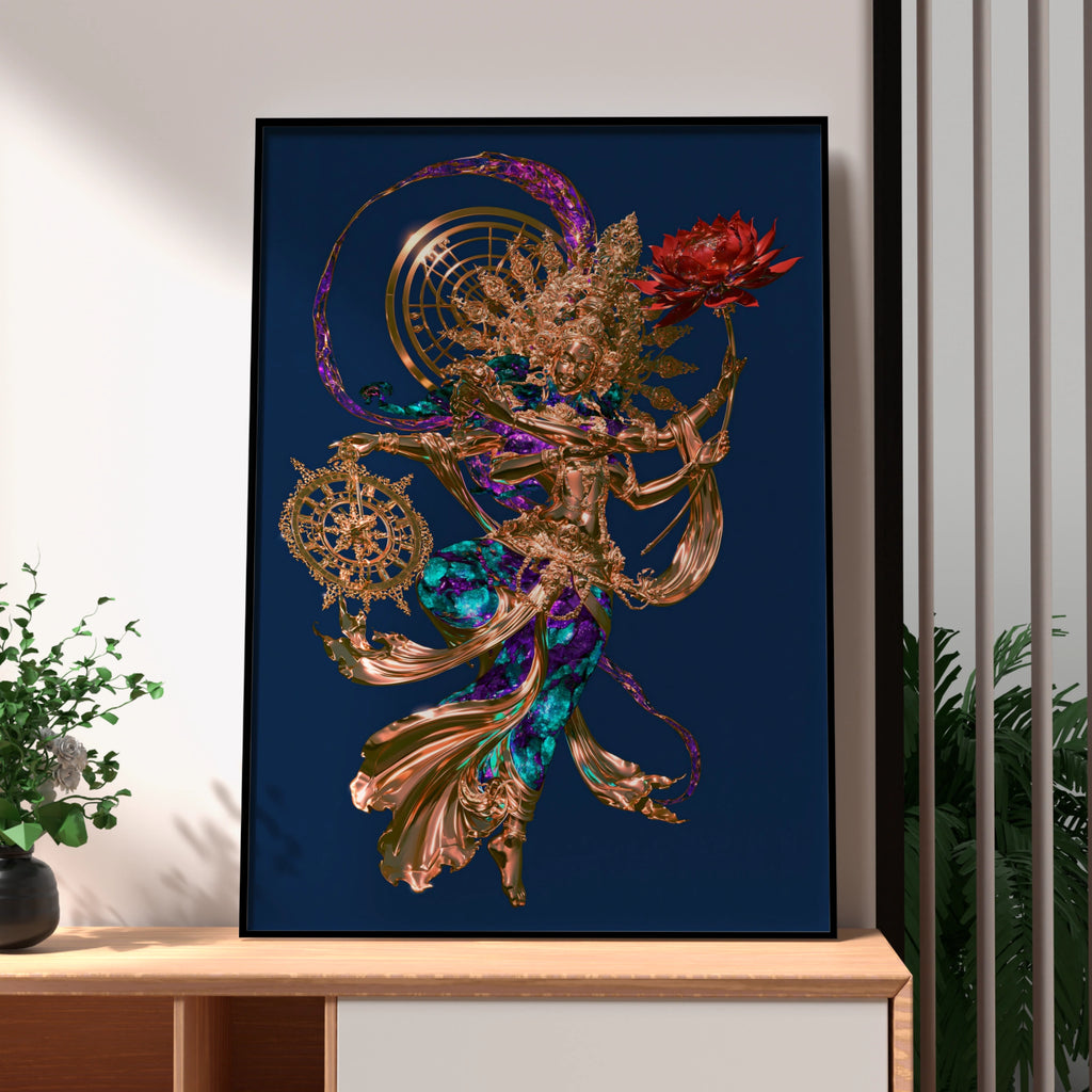 Dancing Shiva Poster, Hindu God Wall Art, Gold Cosmic Print, Spiritual Decor