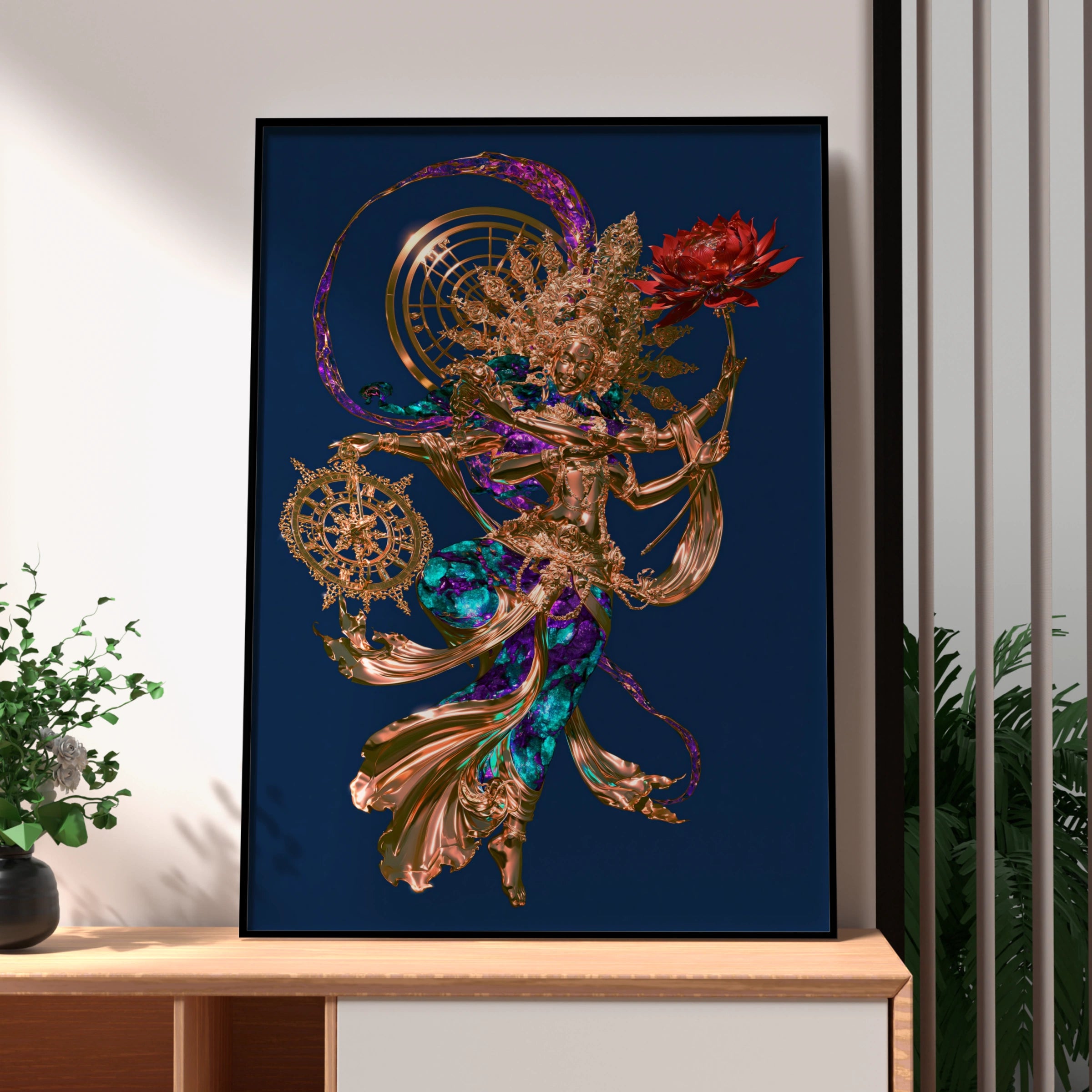 Dancing Shiva Poster, Hindu God Wall Art, Gold Cosmic Print, Spiritual Decor