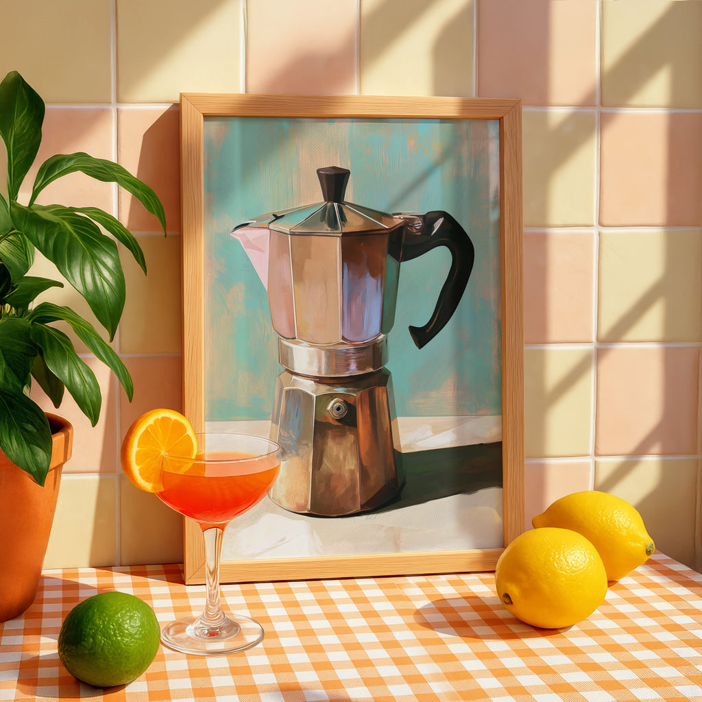 Moka Pot Coffee Poster Italian Espresso Maker Wall Art Print