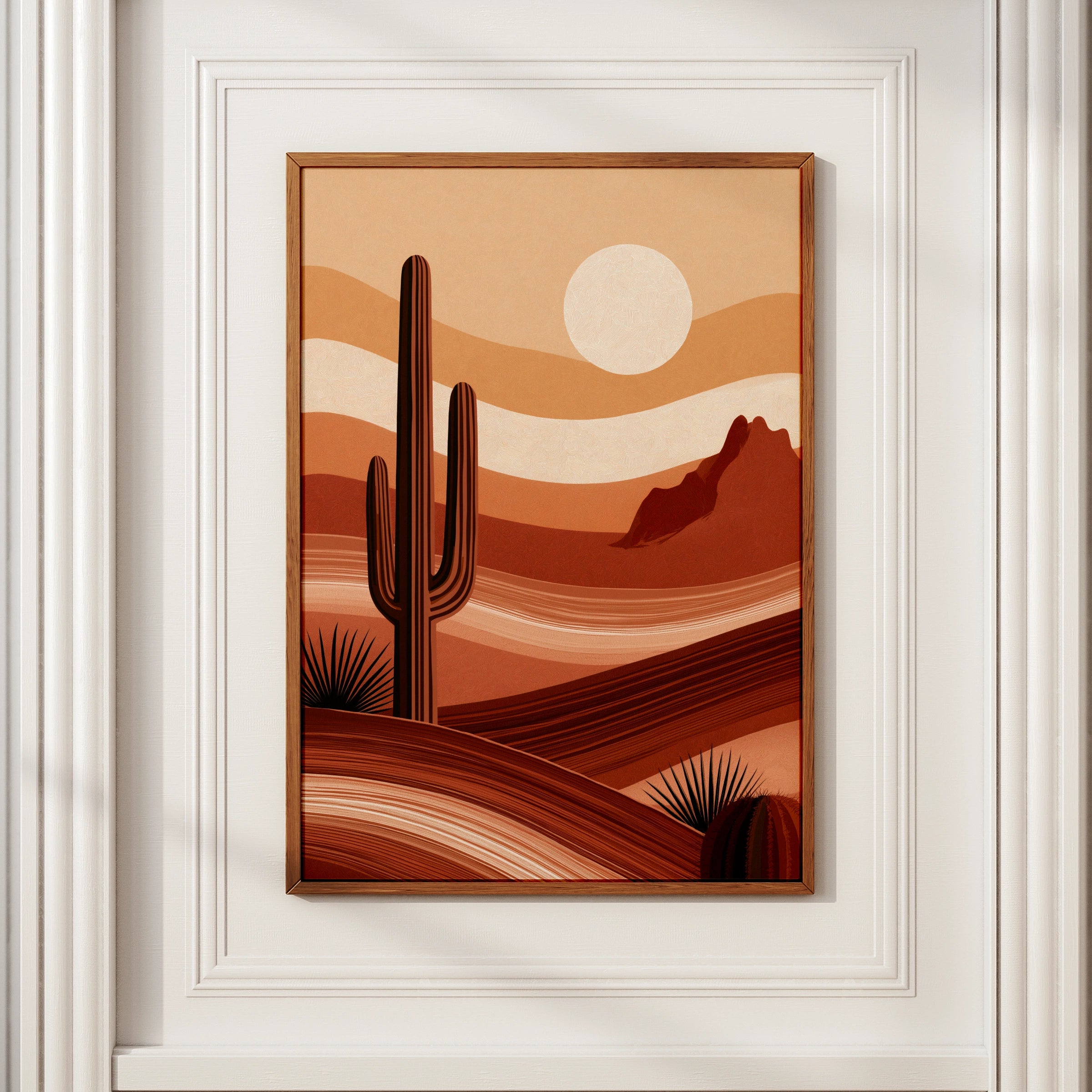 Desert Cactus Landscape Wall Art Print Boho Terracotta Minimalist Poster