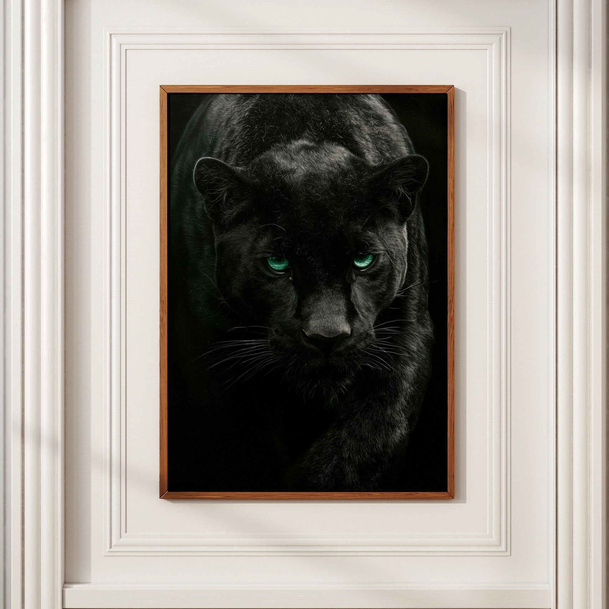 Black Panther Print, Green Eyes, Dark Wildlife Poster, Dramatic Animal Art