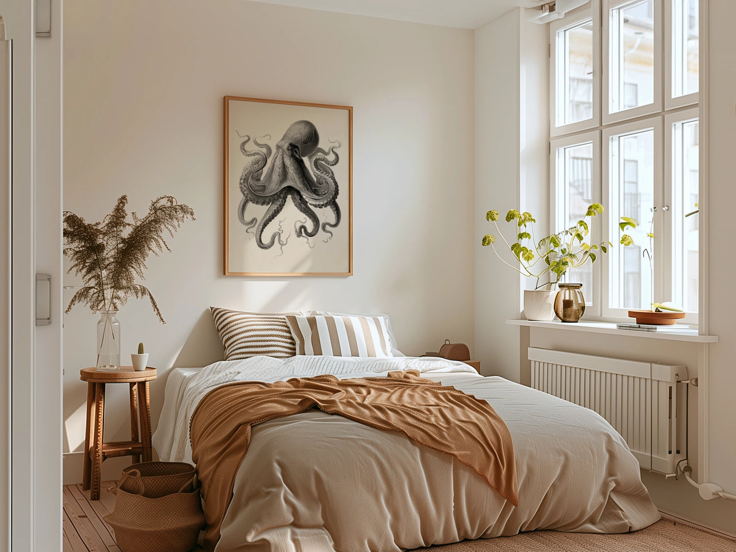 Octopus Print, Vintage Scientific Illustration, Dark Academia Wall Art