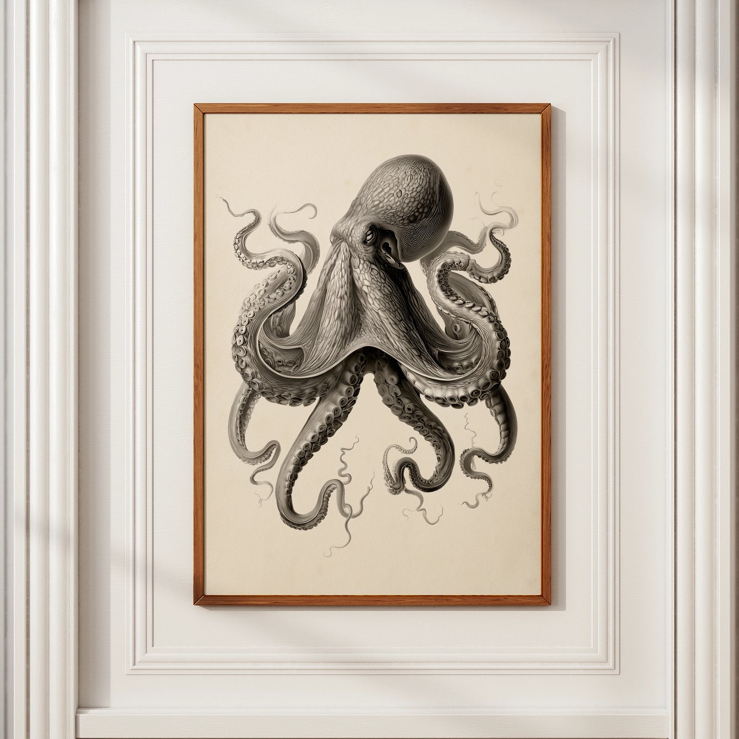 Octopus Print, Vintage Scientific Illustration, Dark Academia Wall Art