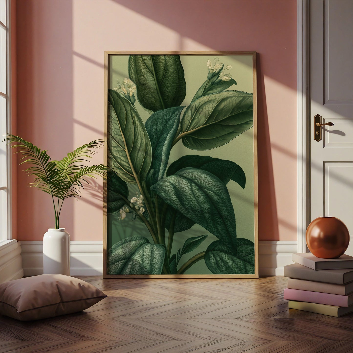 Sage Plant Botanical Print, Dark Green Leaf Wall Art, Vintage Illustration Poster