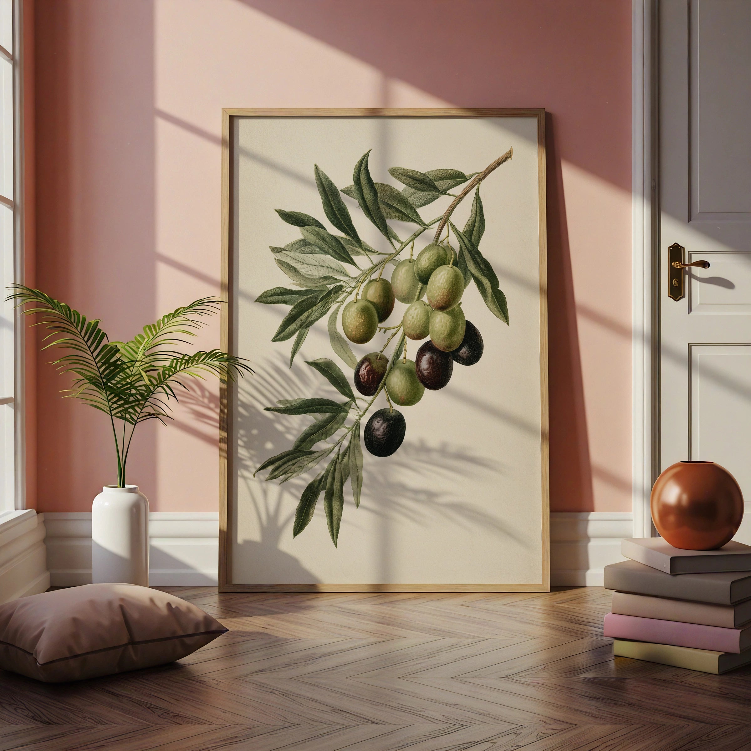 Olive Branch Botanical Print, Mediterranean Wall Art, Vintage Style Poster