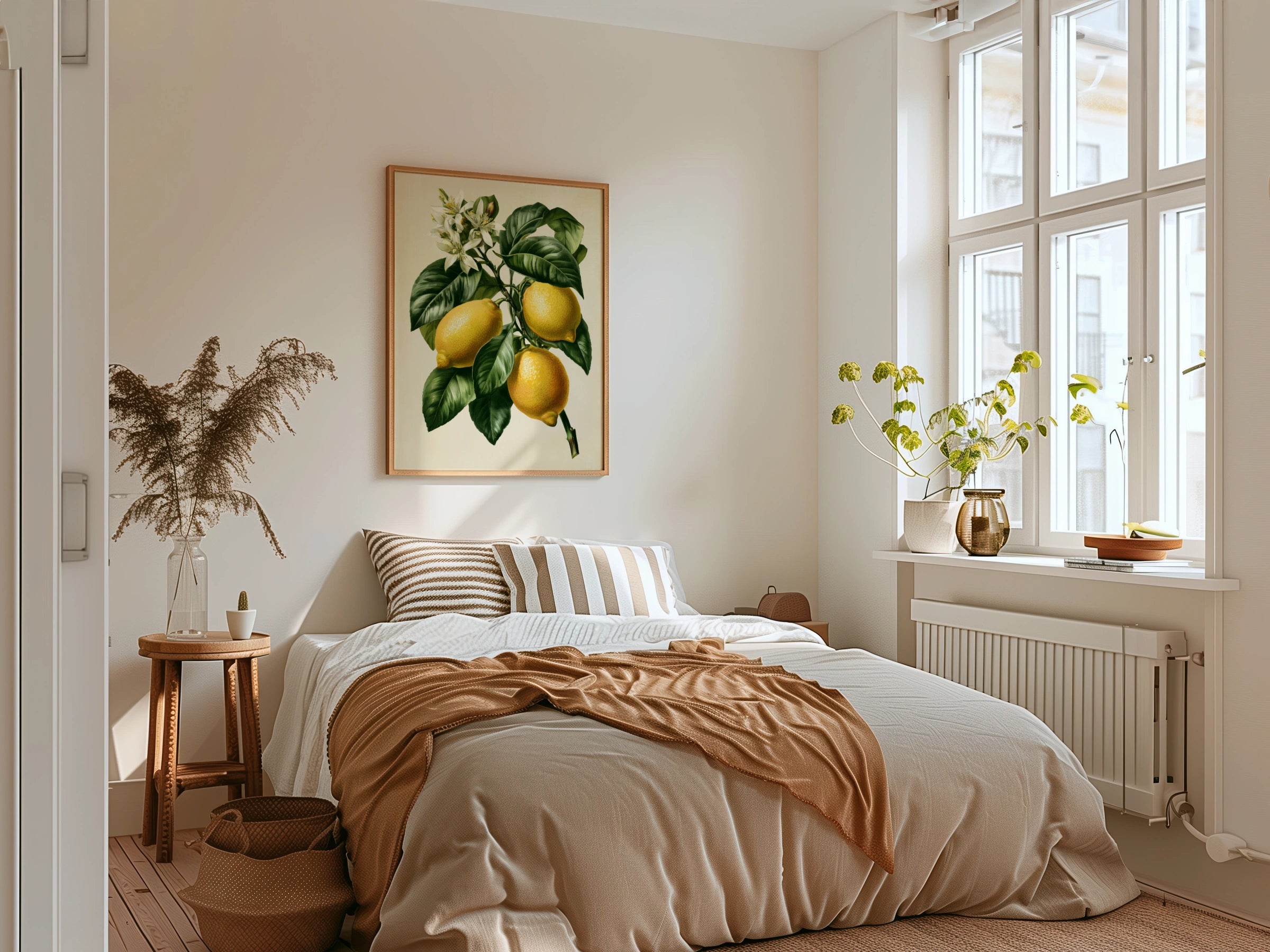 Lemon Branch Botanical Print, Vintage Citrus Wall Art, Yellow Green Poster