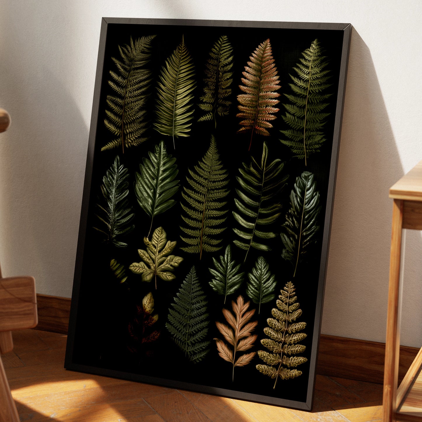 Fern Botanical Print, Dark Moody Wall Art, Green Leaf Poster, Nature Study