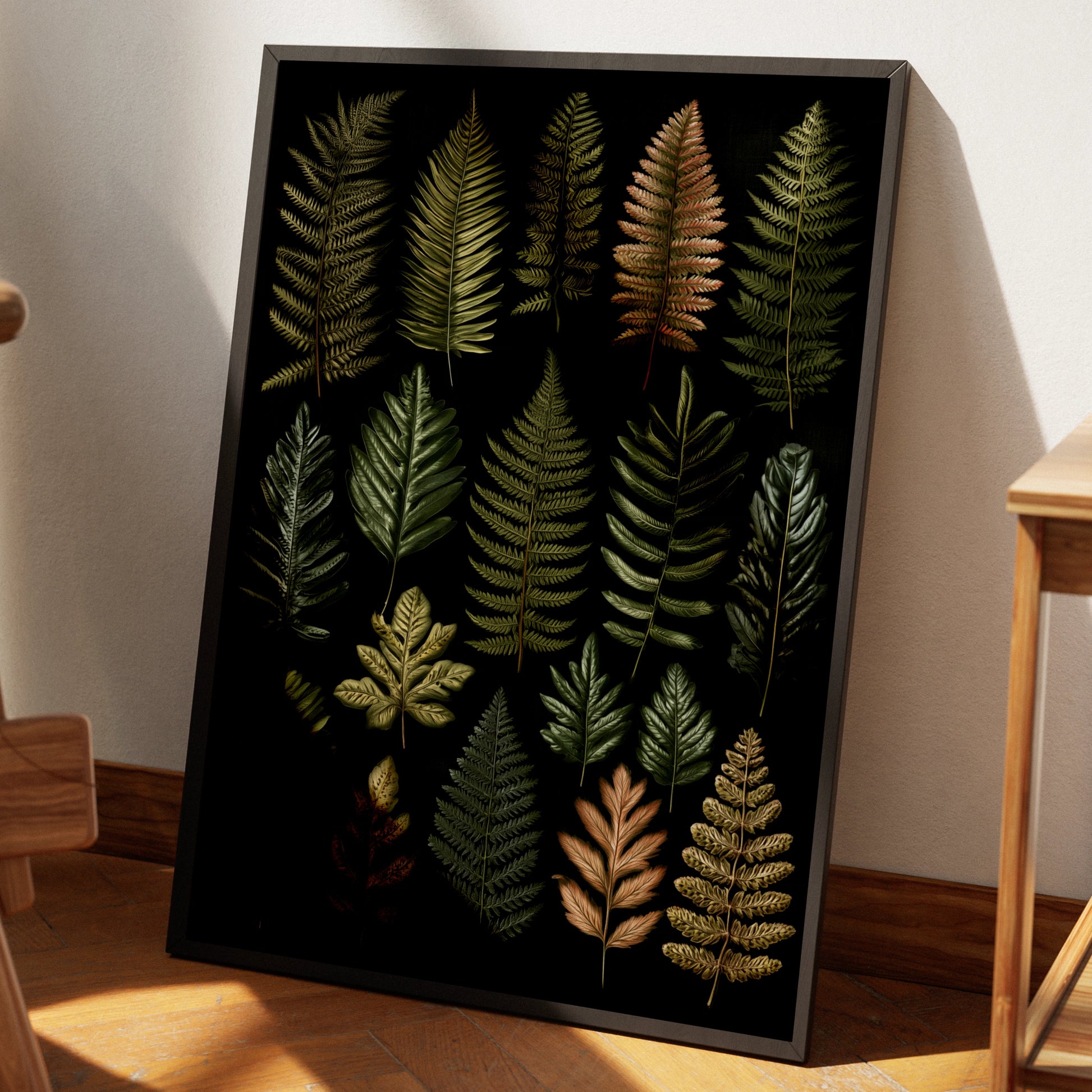 Fern Botanical Print, Dark Moody Wall Art, Green Leaf Poster, Nature Study