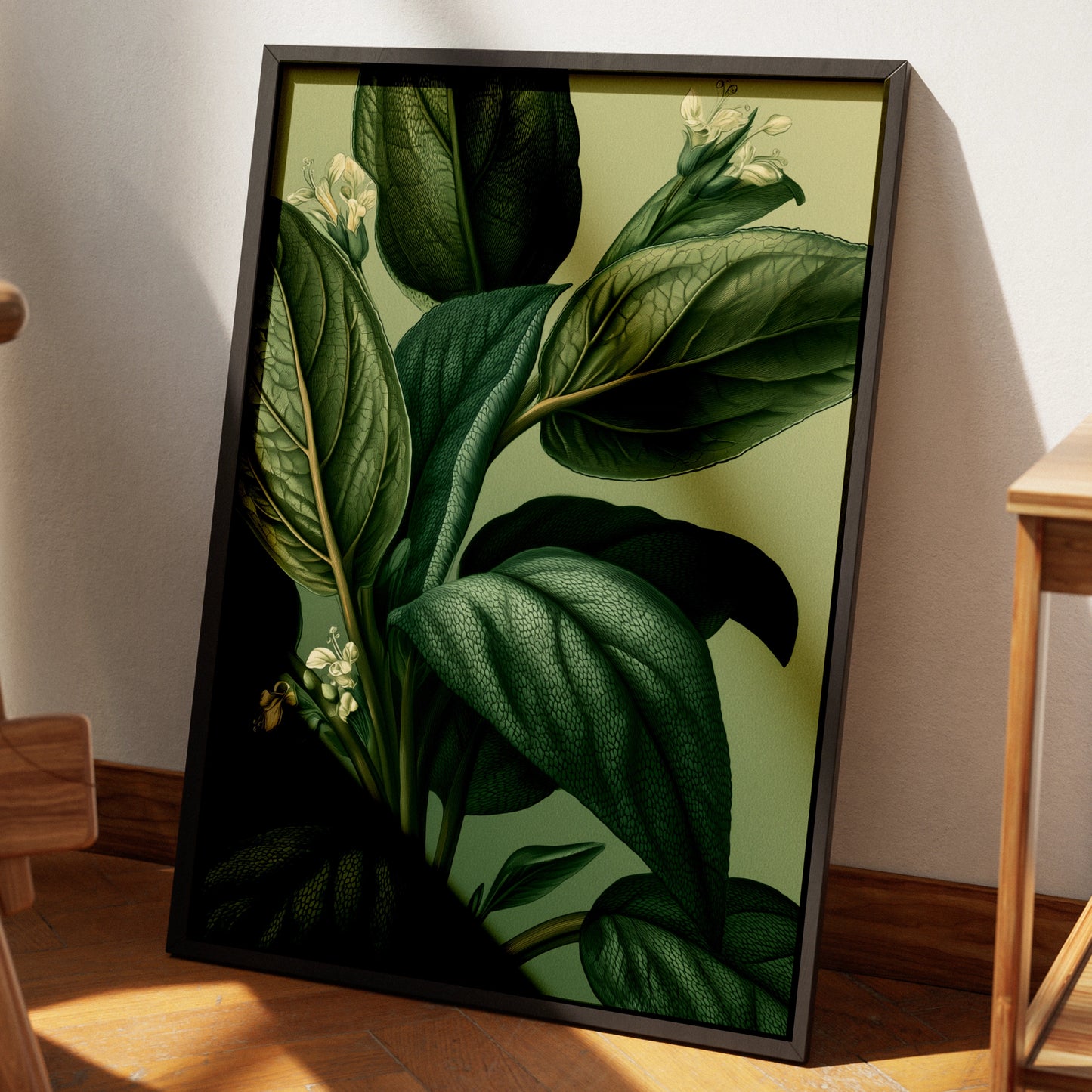 Sage Plant Botanical Print, Dark Green Leaf Wall Art, Vintage Illustration Poster
