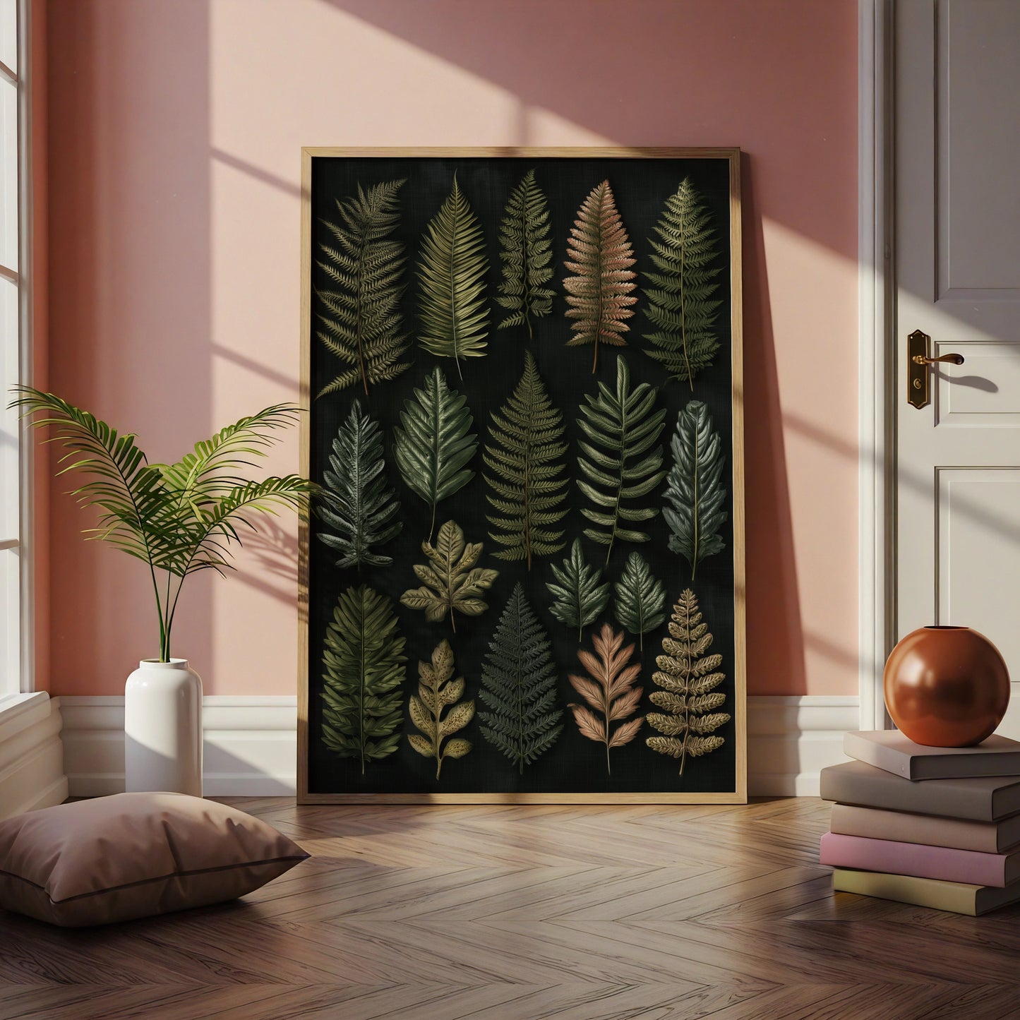 Fern Botanical Print, Dark Moody Wall Art, Green Leaf Poster, Nature Study