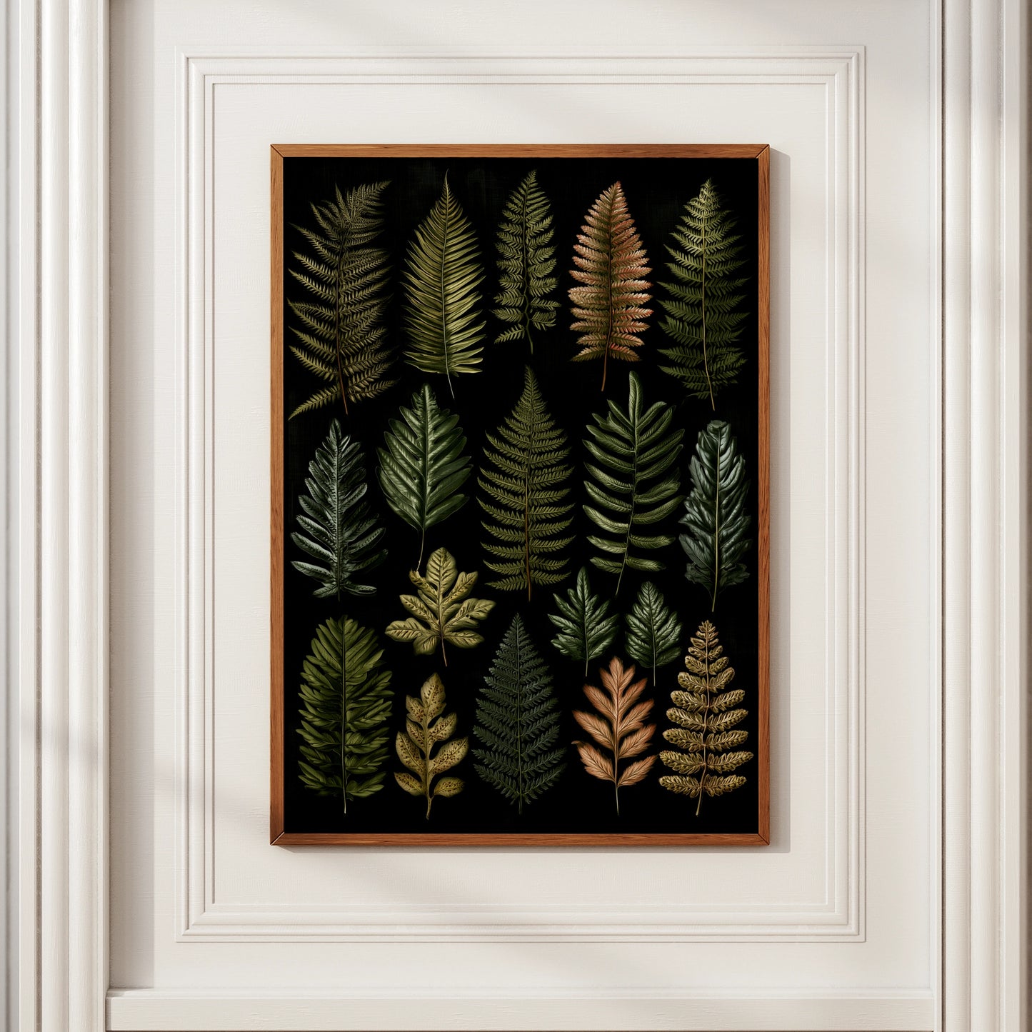 Fern Botanical Print, Dark Moody Wall Art, Green Leaf Poster, Nature Study