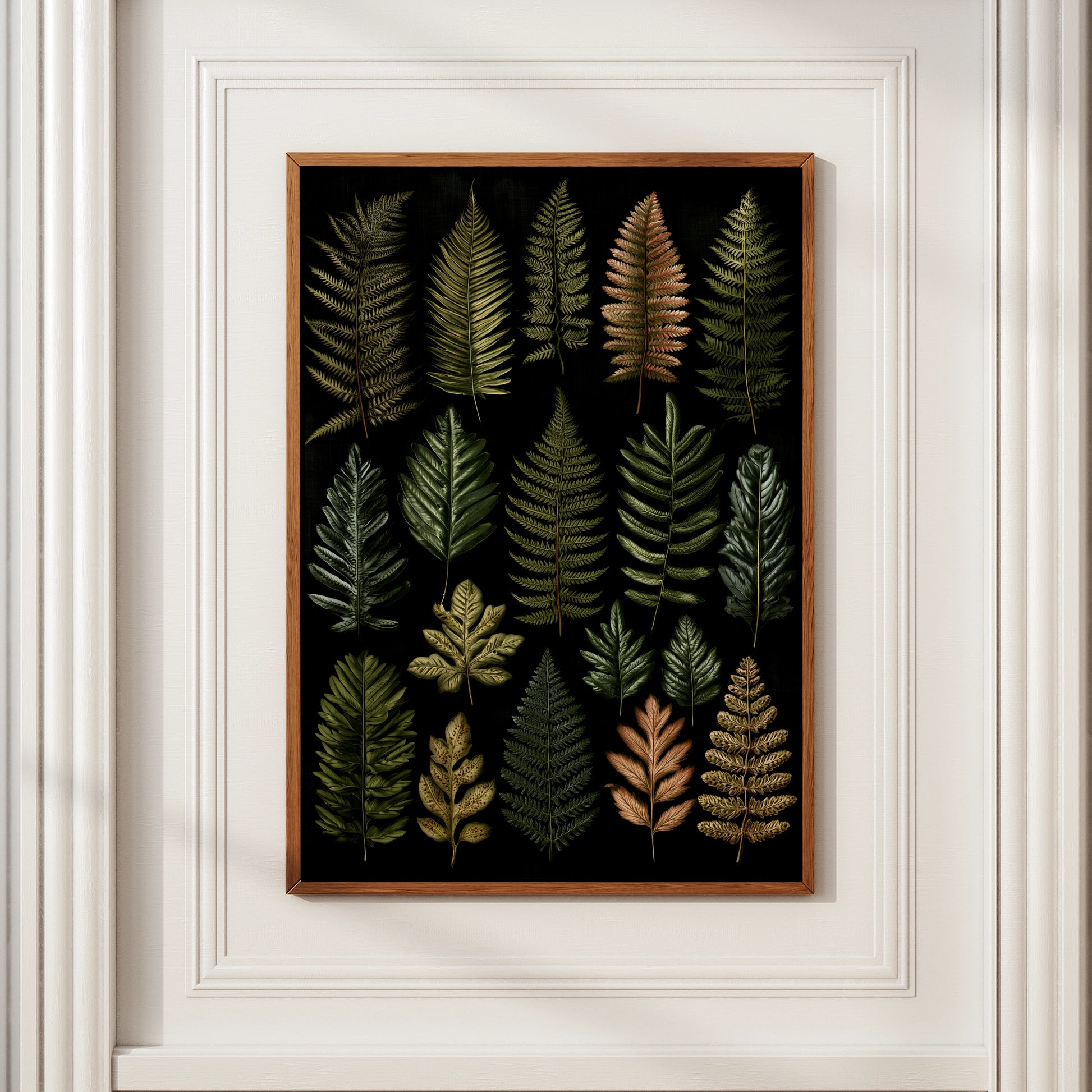 Fern Botanical Print, Dark Moody Wall Art, Green Leaf Poster, Nature Study