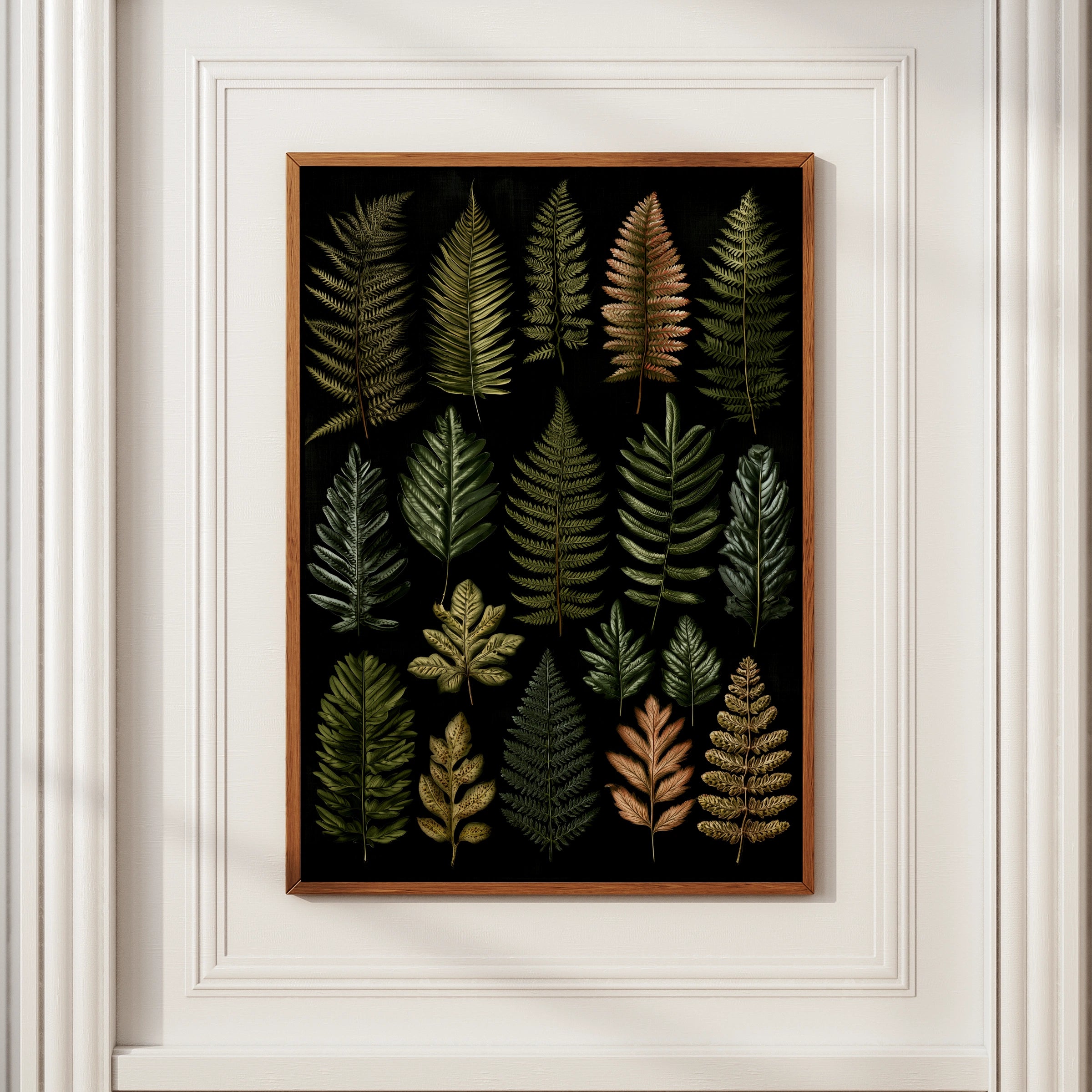 Fern Botanical Print, Dark Moody Wall Art, Green Leaf Poster, Nature Study