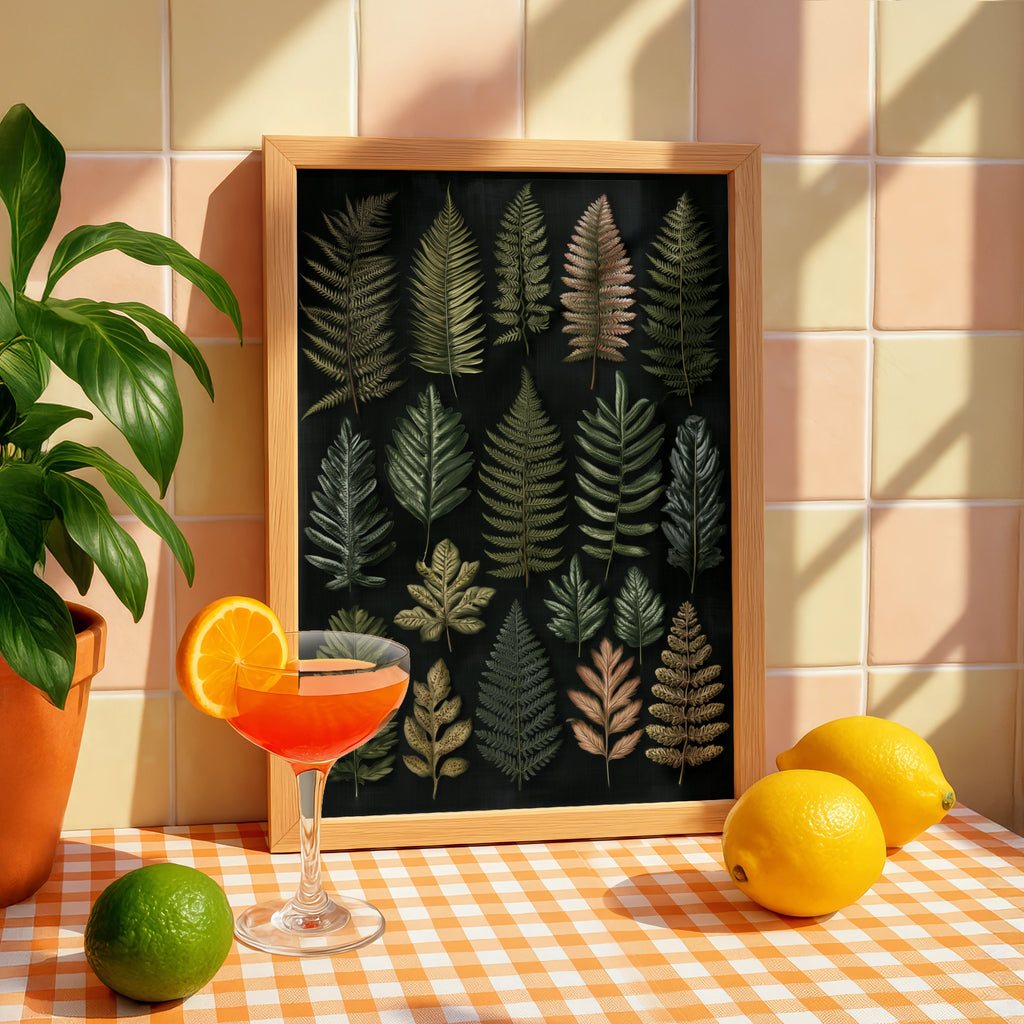 Fern Botanical Print, Dark Moody Wall Art, Green Leaf Poster, Nature Study