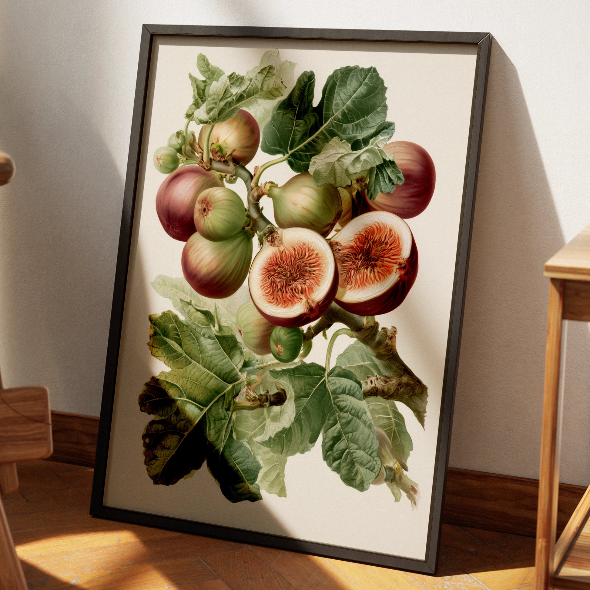 Fig Botanical Print, Vintage Fruit Illustration, Kitchen Wall Art Poster