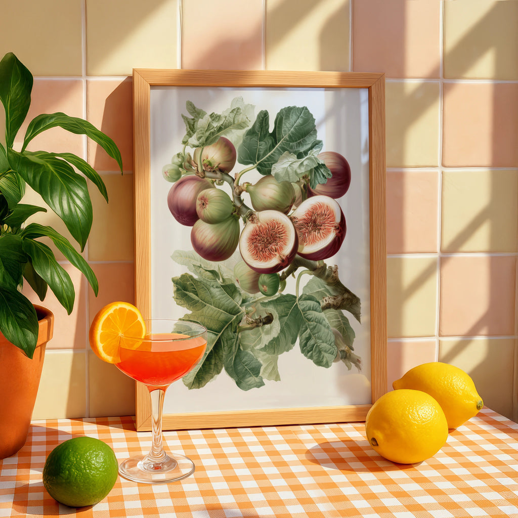 Fig Botanical Print, Vintage Fruit Illustration, Kitchen Wall Art Poster