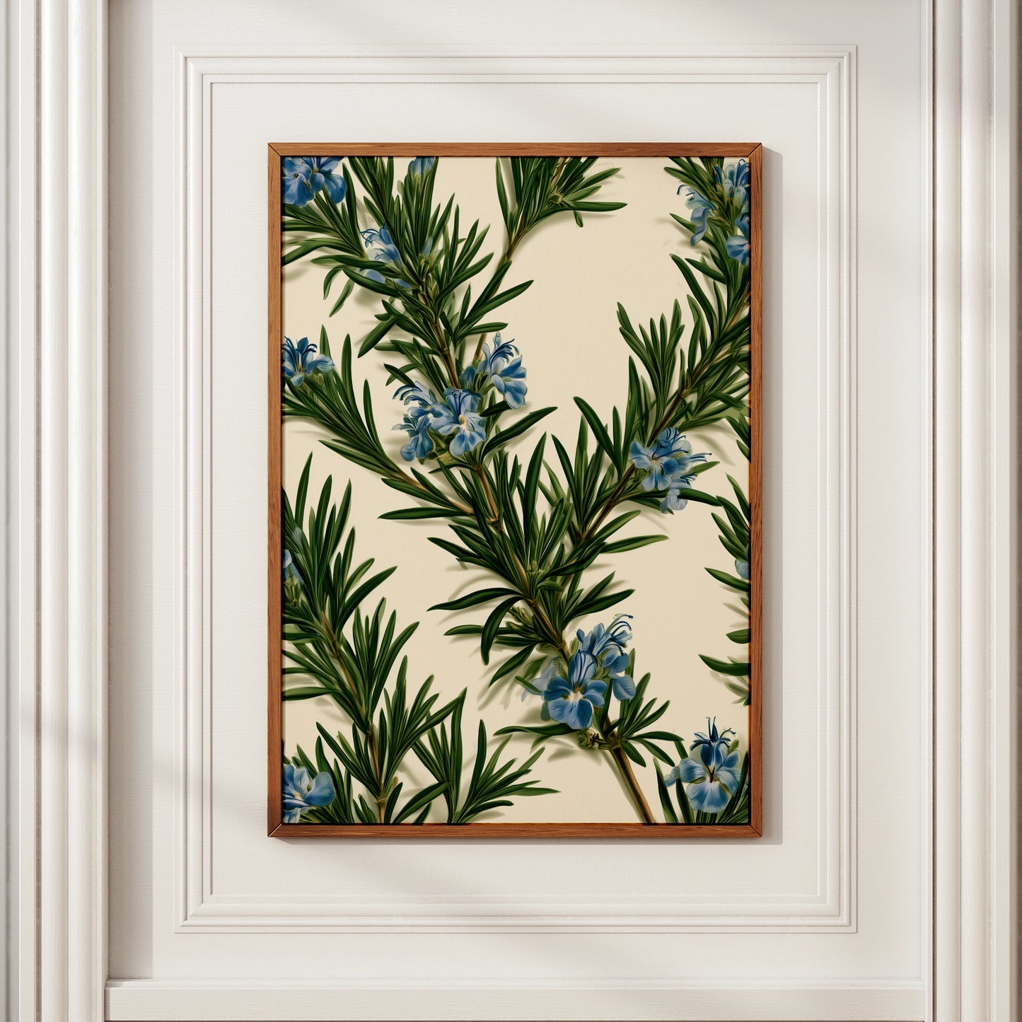 Rosemary Botanical Print, Blue Flowers Wall Art, Herb Illustration Poster