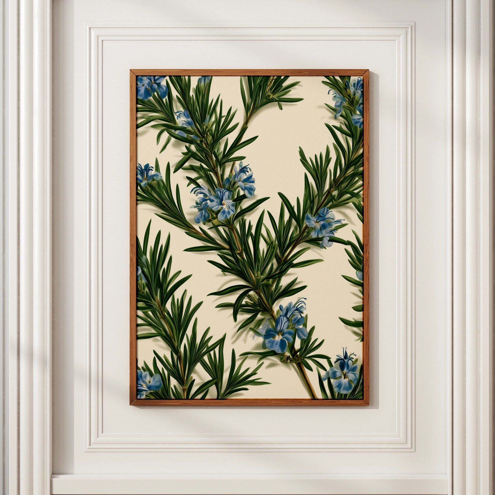 Rosemary Botanical Print, Blue Flowers Wall Art, Herb Illustration Poster