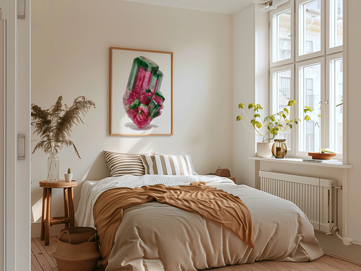 Watermelon Tourmaline Crystal Poster, Pink Green Gemstone Wall Art Print