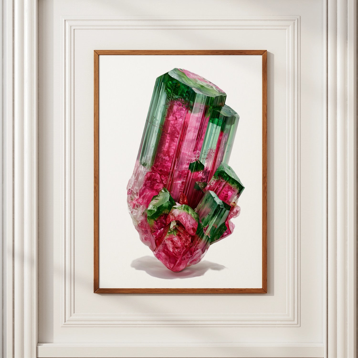 Watermelon Tourmaline Crystal Poster, Pink Green Gemstone Wall Art Print