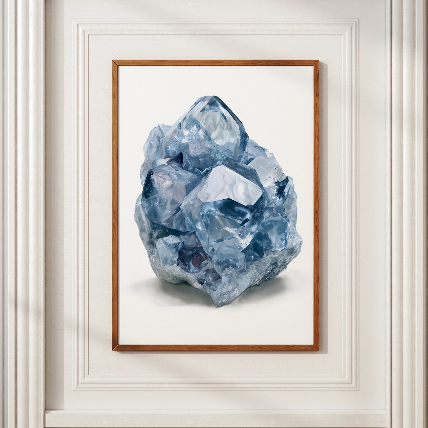 Celestite Crystal Cluster Print, Blue Gemstone Wall Art, Mineral Poster