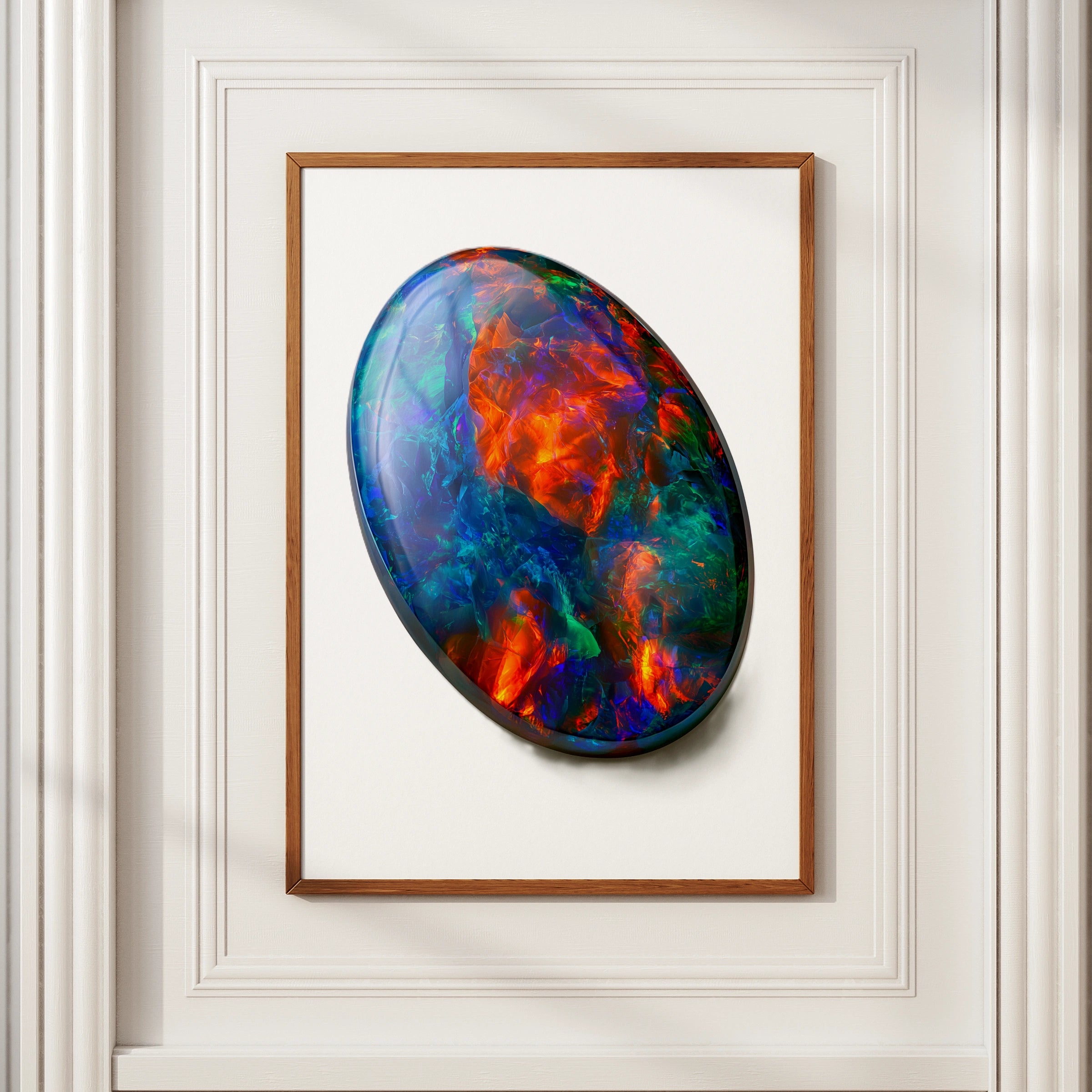 Black Opal Gemstone Poster, iridescent crystal wall art, bold colourful print