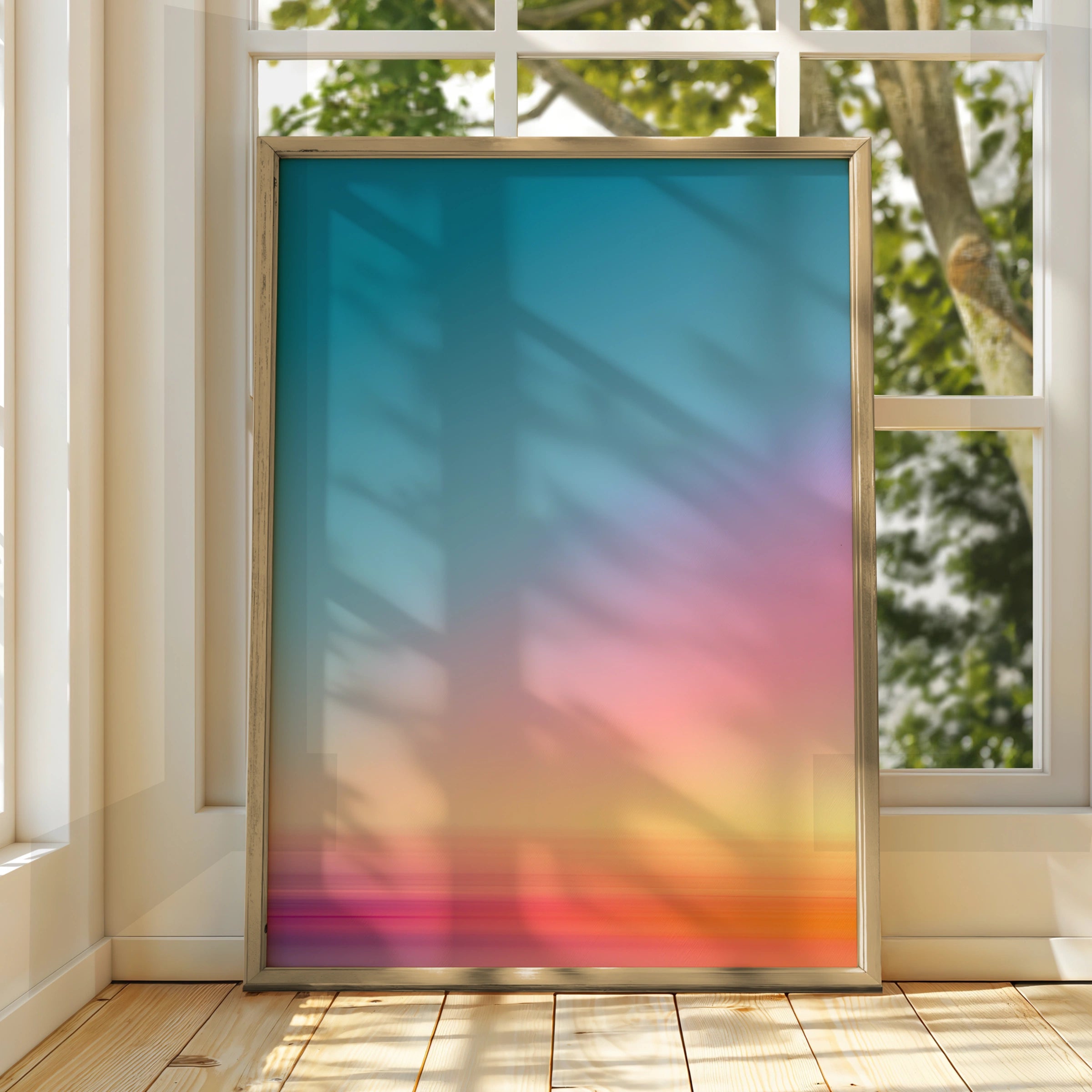 Gradient Sunset Sky Print, Abstract Colourful Wall Art, Minimalist Poster