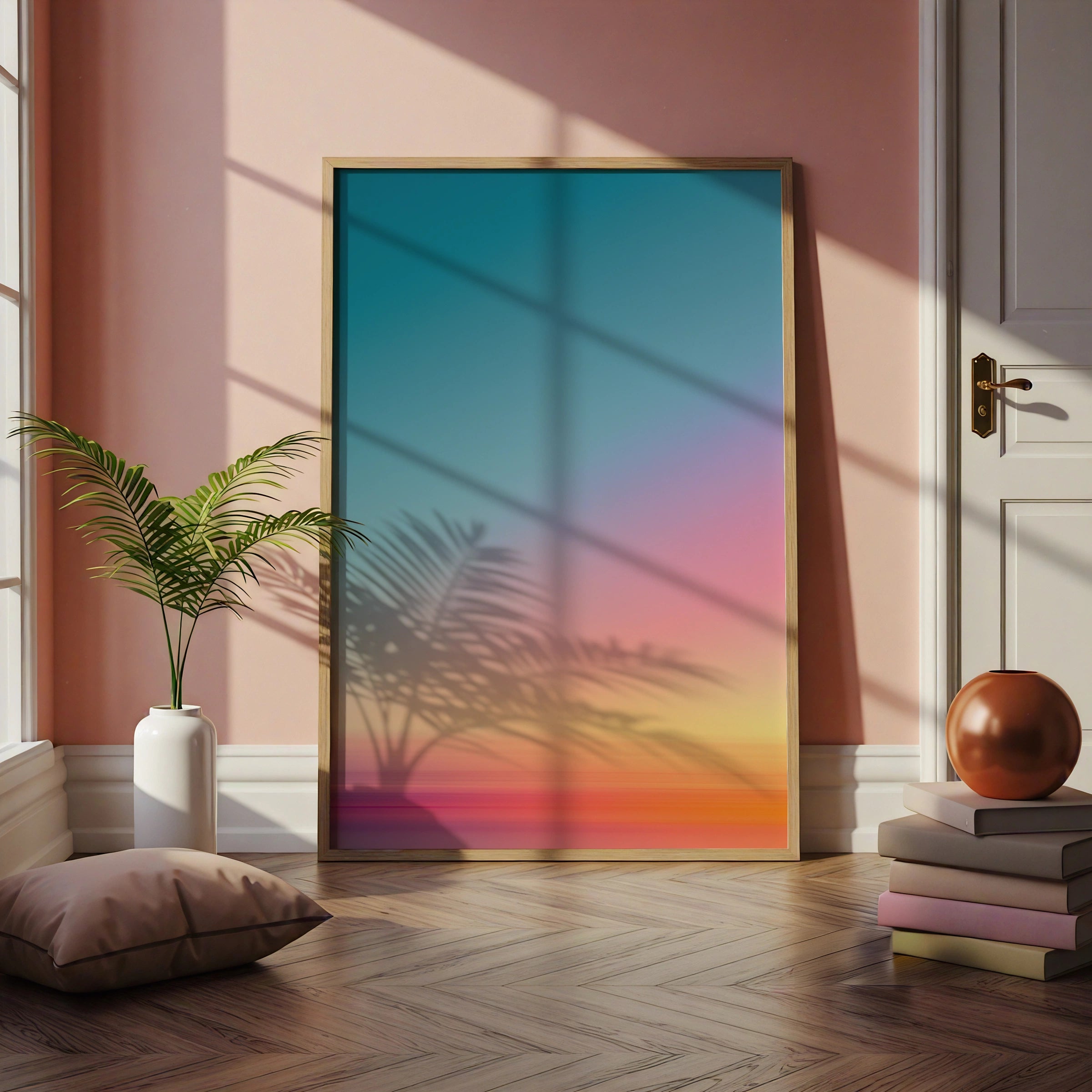 Gradient Sunset Sky Print, Abstract Colourful Wall Art, Minimalist Poster