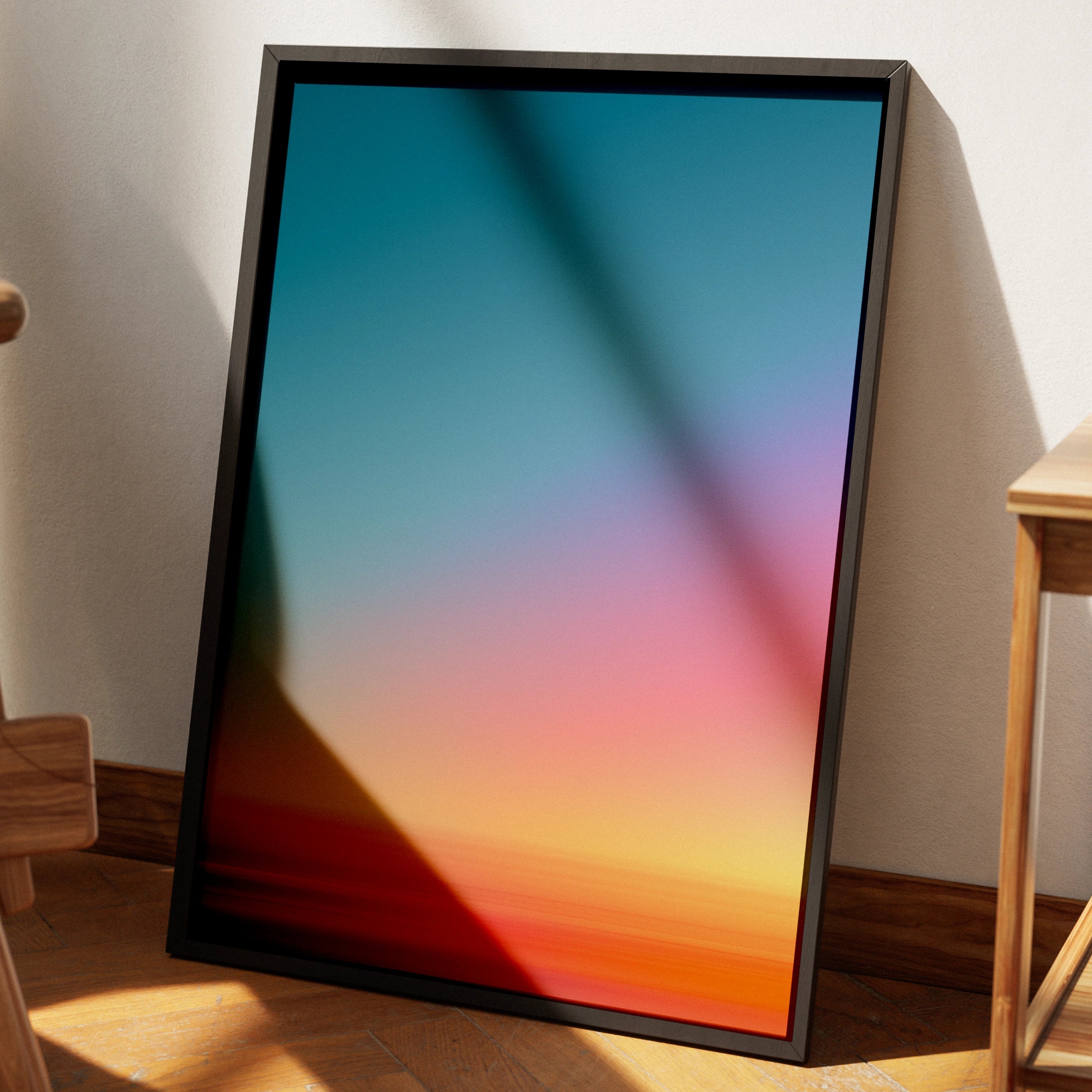 Gradient Sunset Sky Print, Abstract Colourful Wall Art, Minimalist Poster