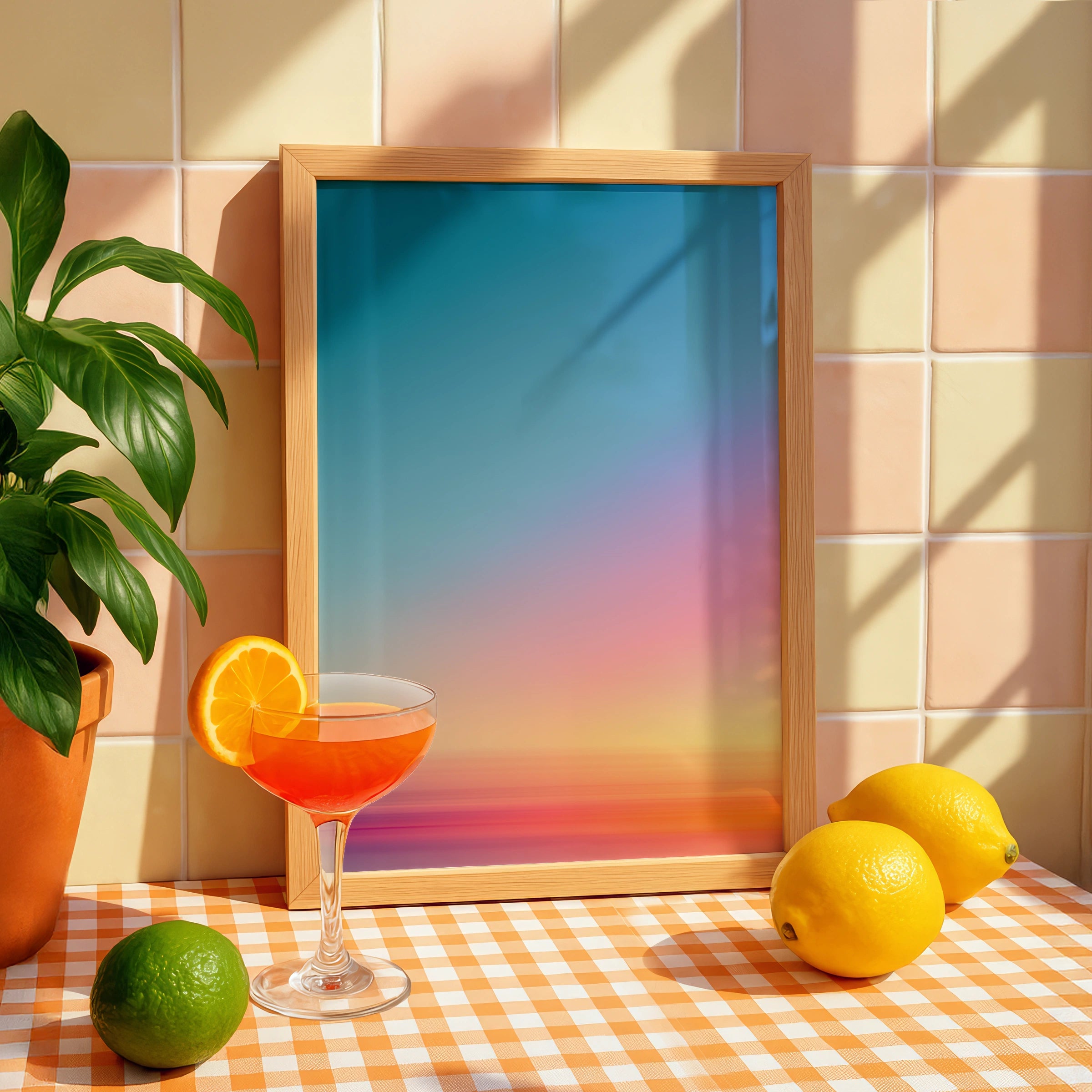 Gradient Sunset Sky Print, Abstract Colourful Wall Art, Minimalist Poster