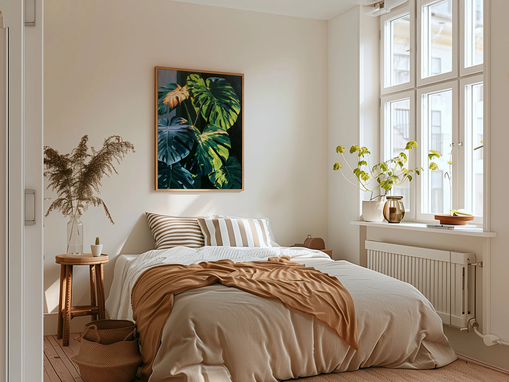 Monstera Leaf Print, Tropical Botanical Wall Art, Dark Moody Style