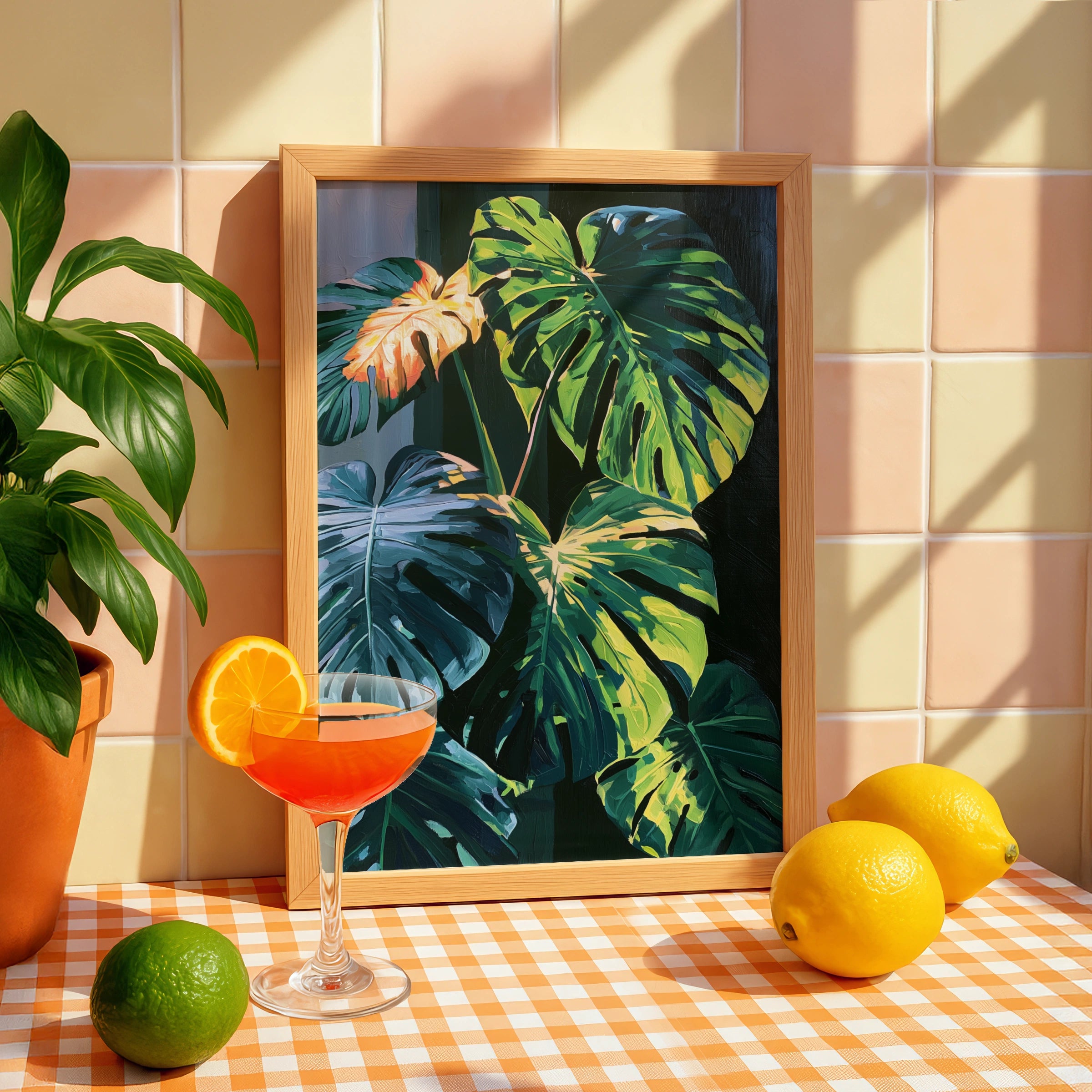 Monstera Leaf Print, Tropical Botanical Wall Art, Dark Moody Style