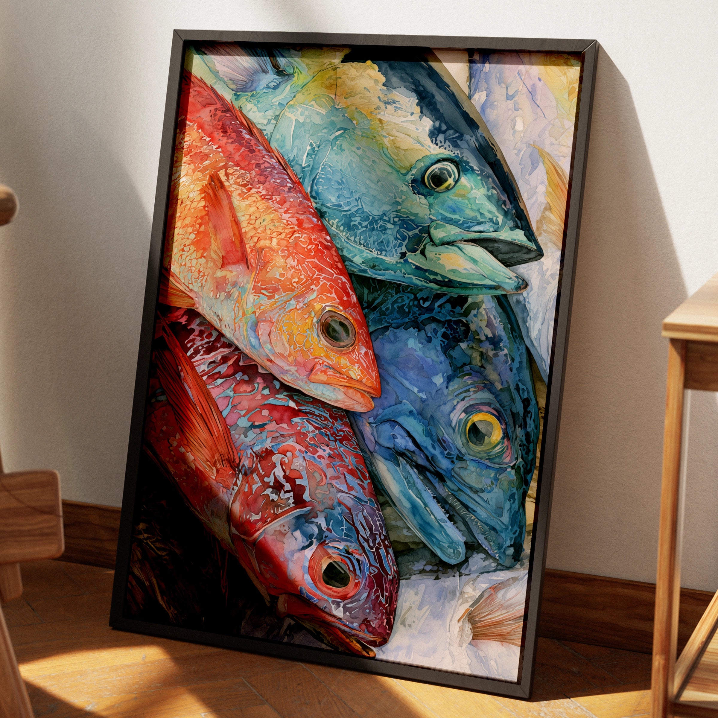 Colourful Fish Watercolour Poster, Ocean Sea Life Wall Art Print
